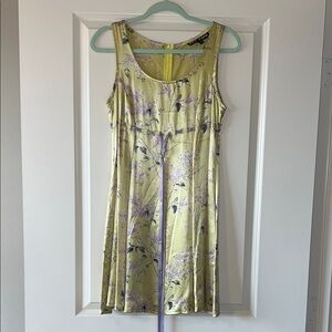 Betsey Johnson Y2K Satin Yellow and Purple Floral Mini Dress